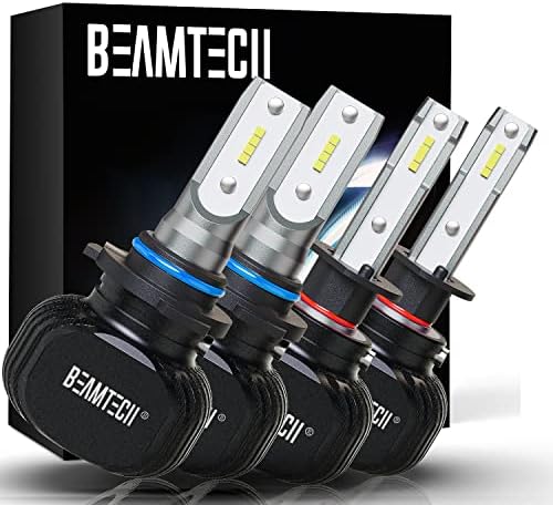 BEAMTECH 9006/HB4+H1 Led Светилки Комбо, S1 Серија Исклучително Светла Сите Во Еден Приклучок N Игра Халоген Замена, 4 светилки