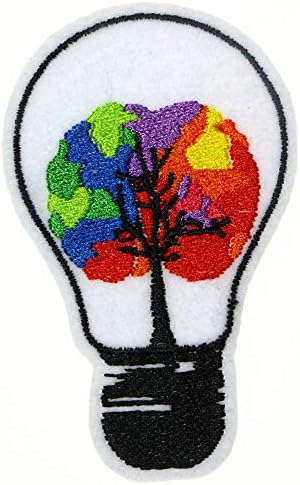 JPT - Јагнешко сијалица, Размислете за идејата за мозочно дрво, симпатична цртана филмска ладно извезено апликоно железо/шиење на закрпи, симпатична