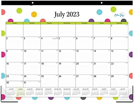 Blue Sky 2023-2024 Академска година Наставник Месечен биро календар, 22 x 17, обврзувачки ленти за обложување, двојни удари, управувани