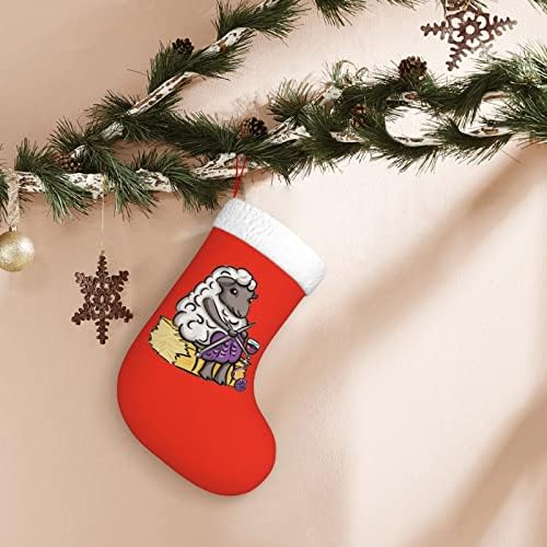 Вејмај плетејќи овци Божиќно порибување 18 инчи Божиќ што виси чорап класичен празник за декорација на чорапи