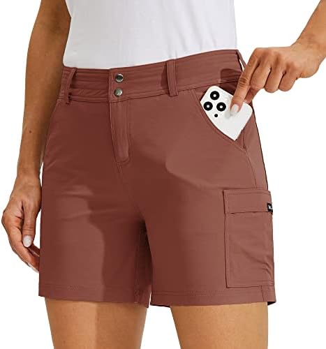 Вилит женски голф шорцеви пешачки карго шорцеви Брзи суви атлетски обични летни шорцеви со џебови 5 “