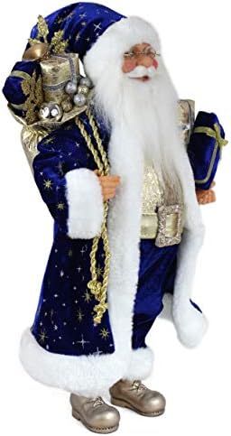 Колекција Виндри Хил 16 Инч стои сина и златна Дедо Мраз Декорацијата за Божиќни фигури 169480