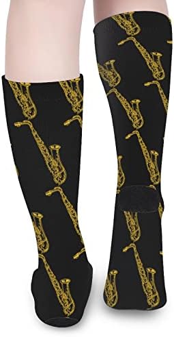 Саксофонски музички инструмент печатеше чорапи за појавување на бои Атлетски колени високи чорапи за жени мажи