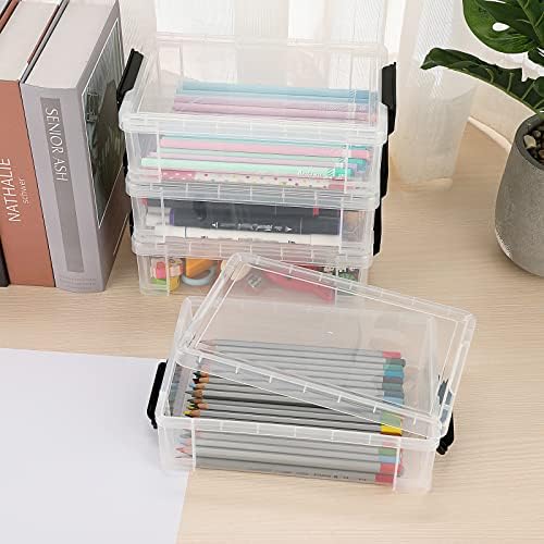Btsky 4 пакет дополнителен голем капацитет пластична молив кутија стабилна проucирна чиста молив за моливчиња за складирање Организатор