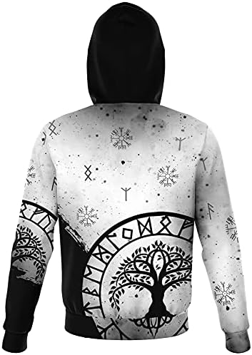 Јангфјкор, машки викиншки мит, тотем модни дуксери Харајуку пуловер, дрво на животот, 3xl