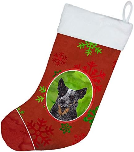 Каролина богатства SC9436-CS Австралиско говеда куче црвено зелени снегулки Божиќно Божиќно порибување, камин виси чорапи Божиќна сезона забава