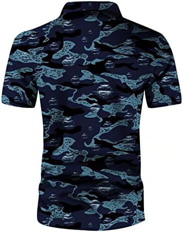 УБСТ Хавајски кошули за мажи Нови летни кратки ракави со кратки ракави надолу за рекреативно врвови на тропски камо печатење
