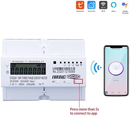 Mghome Tuya 3 фаза DIN Rail WiFi Smart Energy Meter Timer Timer Монитор на потрошувачка на енергија kWh метар Wattmeter 3 *