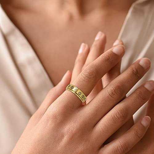 Спинер прстен за анксиозност жени - 6мм не'рѓосувачки челик жени Спинер прстени Стрес олеснување на анксиозно прстен за дами девојки