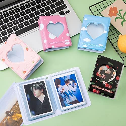 Szhtswu 2 пакет мини фото албум 40 џебови, 3 -инчен Kpop фото -картички за држач за фото -картички Мал фото -картички врзивно средство за