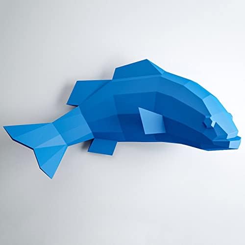 Риба рој креативна оригами загатка DIY хартија скулптура геометриска хартија модел рачно изработен трофеј за хартија 3Д wallид декорација