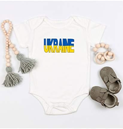 Triplebdesigns Украина слатко бебе едно парче едно парче новороденче знаме за новороденче ромпер