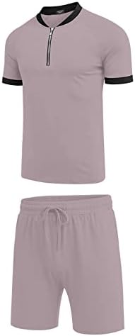 Менс летни патеки поставува истегнување V вратот Поло пот за мажите блок во боја четвртина од поштенски кошули и кратки облеки
