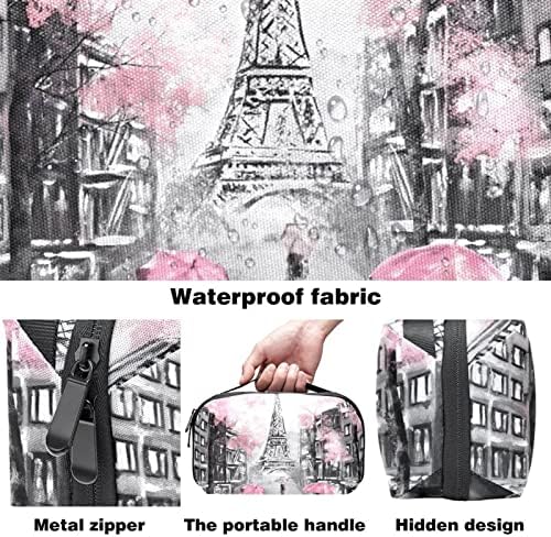 Маслена Слика Розова Париз Ајфеловата Кула Љубовник Електронски Организатор, Заштитна Кутија За Носење Отпорна На Удари, Торбичка За Организатор