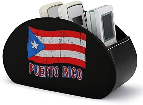 Порто Рикан Градско знаме ТВ далечински управувач држачи за шминка кутија PU кожа складирање домашна продавница со 5 оддели