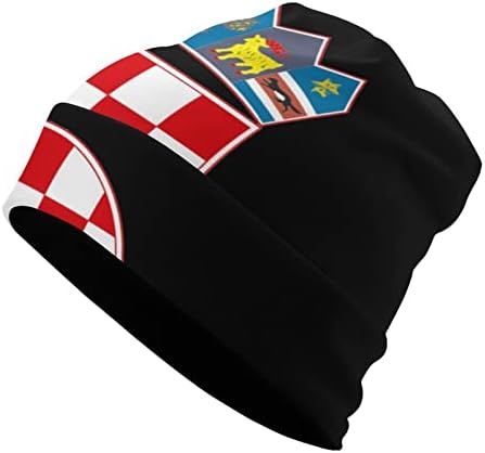 Хрватско знаме унисекс бели капа за топло капаче за череп капа за спиење случајна една големина
