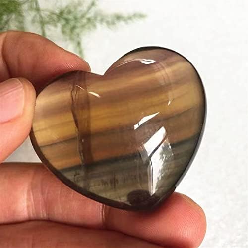 ESBANT 1PC 40-50G Природно жолто флуоритско срце во форма на кварц кристални камења Декорација Природни камења и кристали погодни за украсување