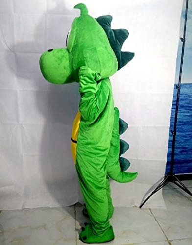 Зелени диносауруси цртан филм костум маскота плишани со маска за возрасни космејл забава за Ноќта на вештерките