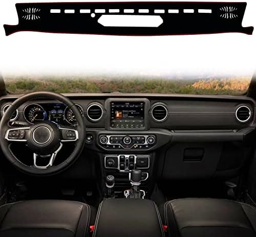 Keegtbox Dash Mat Cover Cover Coman Interior Center Console компатибилна со Jeep Wrangler SUV 2018 2018 2020 2021 2021 2022 Jeep