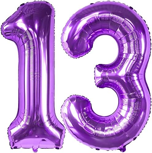 Катчон, Џиновски Броеви Од 13 Балони-40 Инчи | Виолетови 13 Украси За Роденден За Девојчиња | 13 Броеви На Балони, Украси за 13-ти Роденден