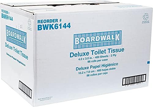 Boardwalk 6144 Дво-тоалетно ткиво бело 4 x 3 лист 400 листови/ролни 96 ролни/картон