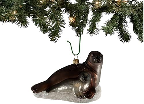 Сив заптивка океански живот животински полски уста издуван стакло Божиќ украс