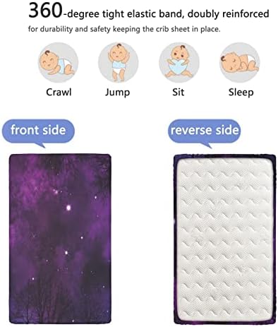 Ноќно небо тематски опремени мини чаршафи за креветчиња, преносни мини креветчиња со меки и затегнати вградени чаршафи за креветчиња