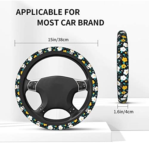 Coverените на цветниот управувач на воланот - додатоци за украси за автомобили Универзални 15 инчи Анти лизгање на симпатичното воланот за жени