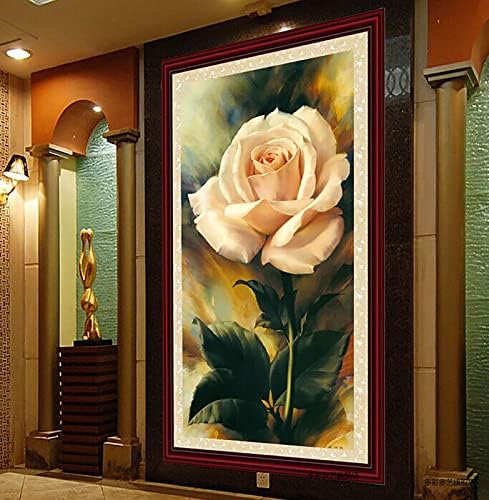 Instarry DIY 5D Diamond сликарство голема големина целосна вежба бела роза кристална крст -бод wallидна декорација уметнички сет 47.2x23,6
