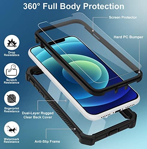 Aimoll-88 за Iphone 12 Случај, Iphone 12 Pro Случај, Со Заштитник На Екранот Тешки Пад Заштита, Целото Тело Солиден Удар Отпорни На Цврсти