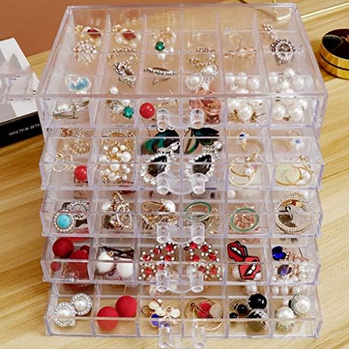 WYFDC Транспарентни Обетки И Обетки Кутија За Складирање Накит, Штипки За Уши Ја Организираат Кутијата Повеќеслоен Дизајн Од 120 Решетки