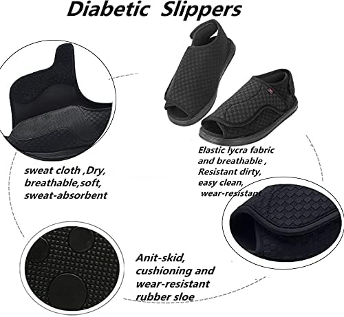 Женски дијабетични влечки едем сандали прилагодливи ленти Дополнителни широки удобни чевли во затворено олеснување на отворено за