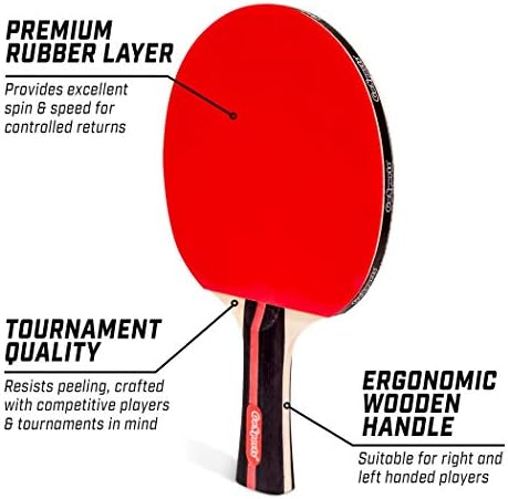 ГОСПЕРС ТУНЕРМАНСКИ ЕДИЦИЈА ТАБЕЛЕН ТЕНЕС СИДЕЛНИЦИ од 4 премија дрвени лопатки со гумен зафат - Вклучува 4 лопатки и 6 топки за тенис на
