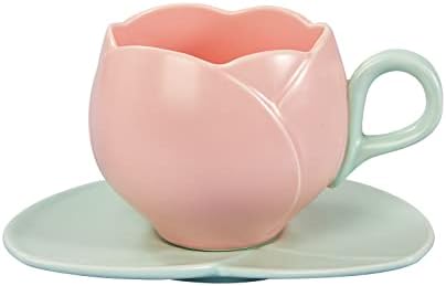ВИВЕРИ 10 мл Розова Цветна Шолја За Чај И Чинија-Чинија За Чаши За Срце Од Лисја, Симпатична Шолја За Кафе, Чајна Кригла, Комплет Топла Шолја