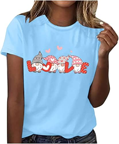 Облека со кратки ракави мода екипаж памук графички салон на Денот на вineубените на Денот на Девојки за девојки есен лето врвот Ед Ед