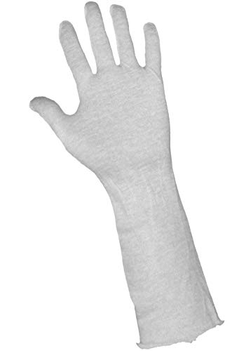 Глобална ракавица L114 100 проценти од памук изветвена мала тежина на ракавици за ракавици, работа, 14 должина, мажи, бели