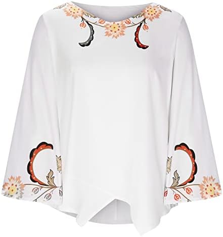 Симпатични цветни врвови за жени врзаат боја Неправилна улога наставничка облека маица летен случајн долги ракави против блузи
