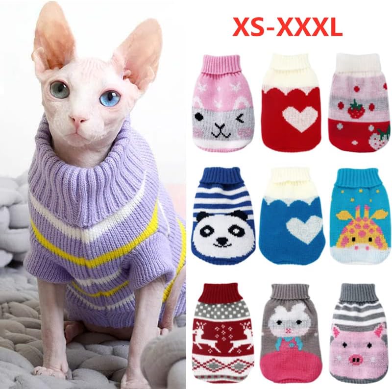 Божиќна мачка кучиња џемпер пуловер зимска кучиња облека за мали кучиња јоргијки кутре јакна миленичиња облека ubranka dla psa сино срце xl