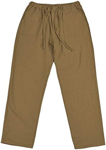 Панталони за мажи чисти постелнина цврсти панталони Панталони мажи постелнина панталони палацо високи половини капри панталони долги салон релаксирани