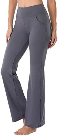 Флејно јога панталони за жени со џебови со високи хеланки на половината за тренинзи панталони широки панталони за нозе Фитнес панталони