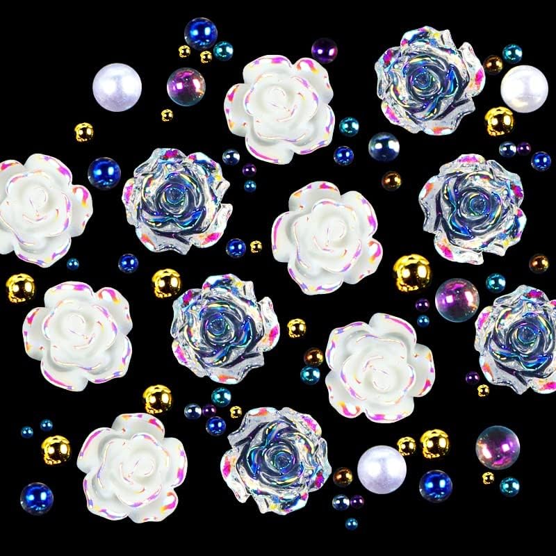 1Бокс микс кристална роза цвет од розови мушка накит бисер дизајн декортирање DIY нокти Accesorios резерви за професионалци -