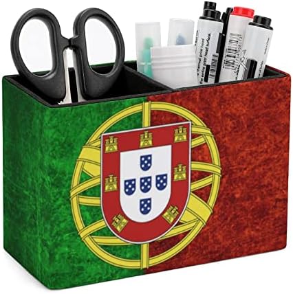 Гроздобер португалско знаме ПУ кожени моливи за моливи мултифункционални садови за садови за контејнери за канцеларија за канцелариски