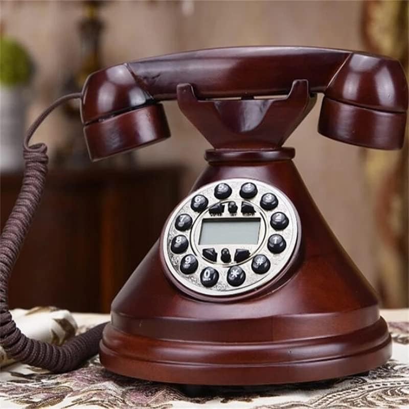 Венлии антички кабел мода ретро цврсто дрво фиксирано телефонски антички фиксни телефон/редицијална/без рака/лична карта на повик за позадинско