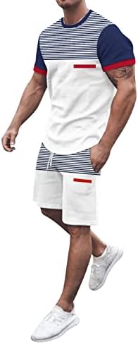 Aipengry Summer 2 Piece Sportwear Outfits Обични врвови на мускулите на кратки ракави и класични фит -шорцеви со џебови со џебови