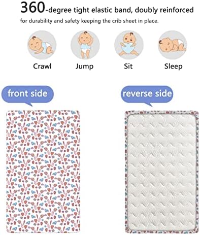 Seashells со тематски вграден креветче за креветчиња, стандарден душек за креветчиња, облечен во листови за деца, душеци за душеци-подготвени