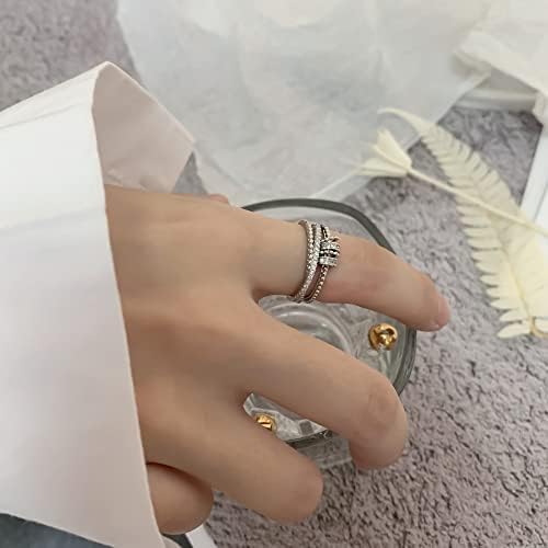 Inerrwix на мојата ќерка - Fidget Ring Anastiation Meditation Ring For Women Girls Ring со мониста Спинер прилагодлив вртежен прстен