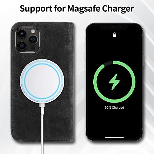 Ладен Магнетни Дизајниран за Iphone 14 Pro Случај Компатибилен Со Magsafe Поддршка Безжичен Полнач Паричник Случај, Вегетаријанска