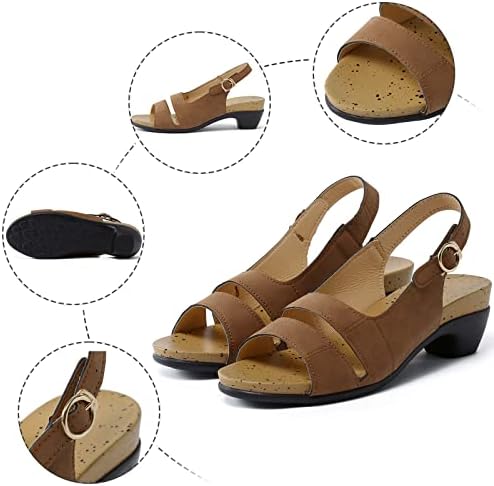 Гуфесф со ниски клинови сандали за жени, жени клин-сандали ултра-комфорни отворени пети сандали ортотични сандали