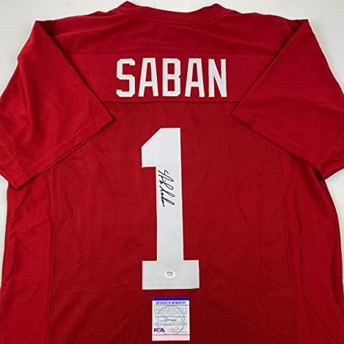 Автограм/Потпишан Ник Сабан Алабама Црвениот Колеџ Фудбалски Дрес ПСА/ДНК КОА