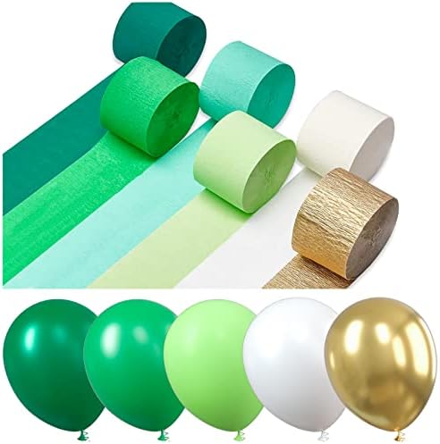 Зелени Балони за Забави, 51 Парчиња Украси За Забави Пакет Балони Од Латекс и Хартија За Крепи За Венец Од Балони Како Украси За Забави, Украси